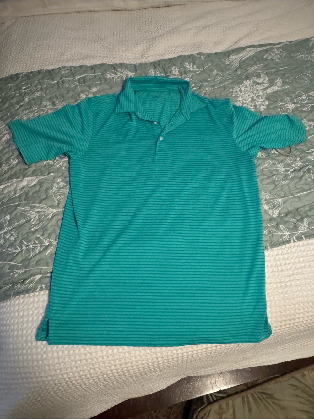 Essentials Men's Polo in Teal Stripe